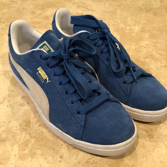 puma blue suede sneakers